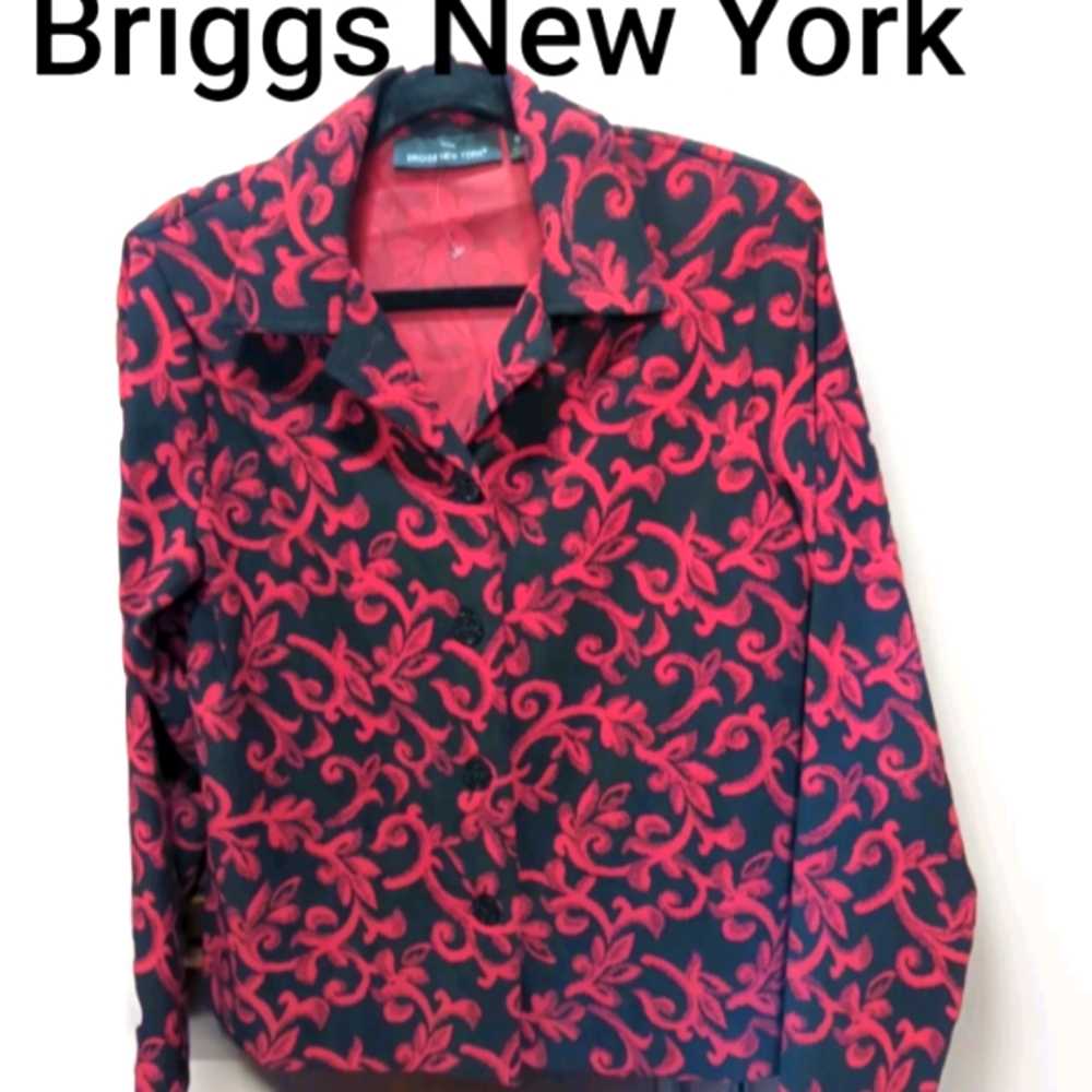 Briggs Blazer 📌New York Women’s Red/Black Floral Pattern Size Medium